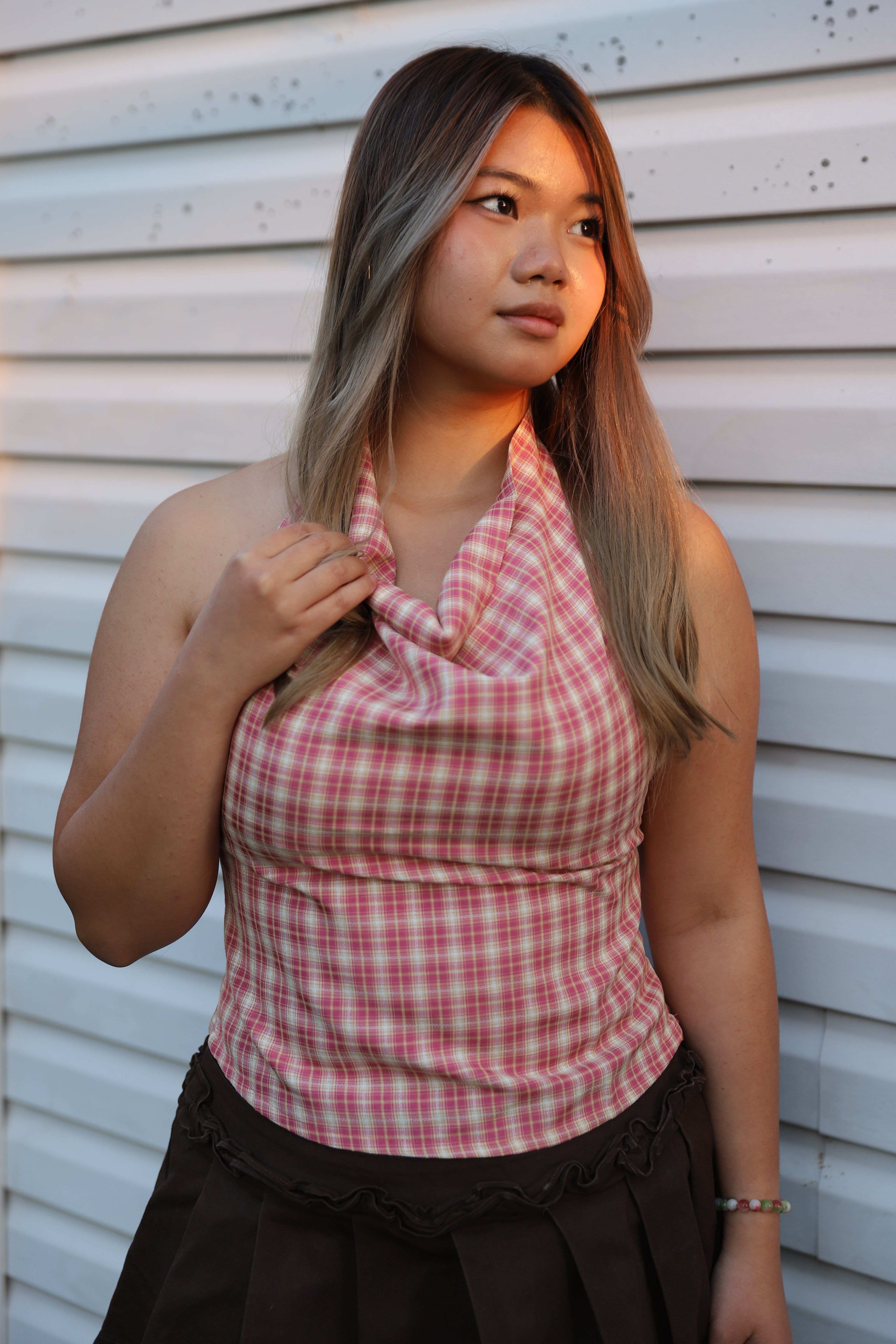 Pink Caro Plaid Halter