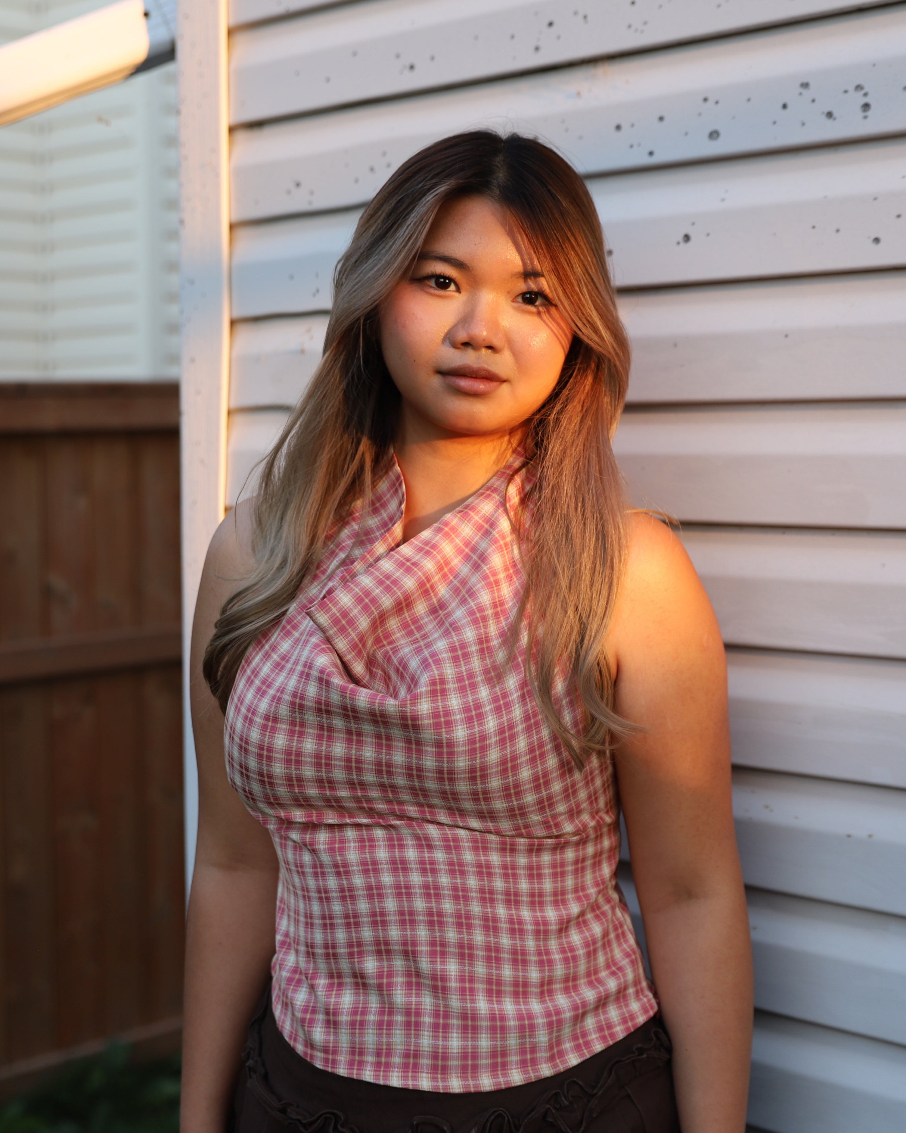 Pink Caro Plaid Halter