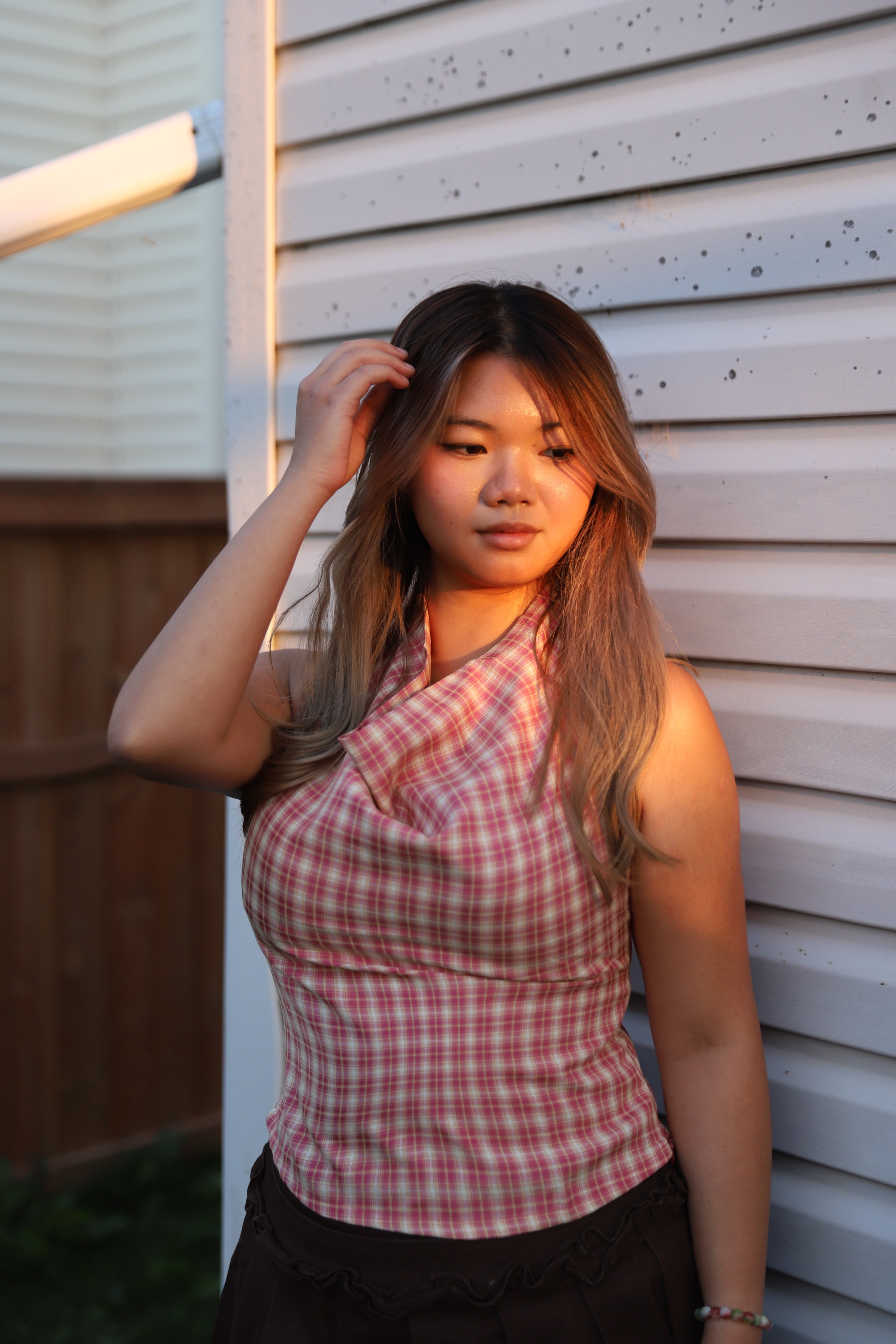 Pink Caro Plaid Halter