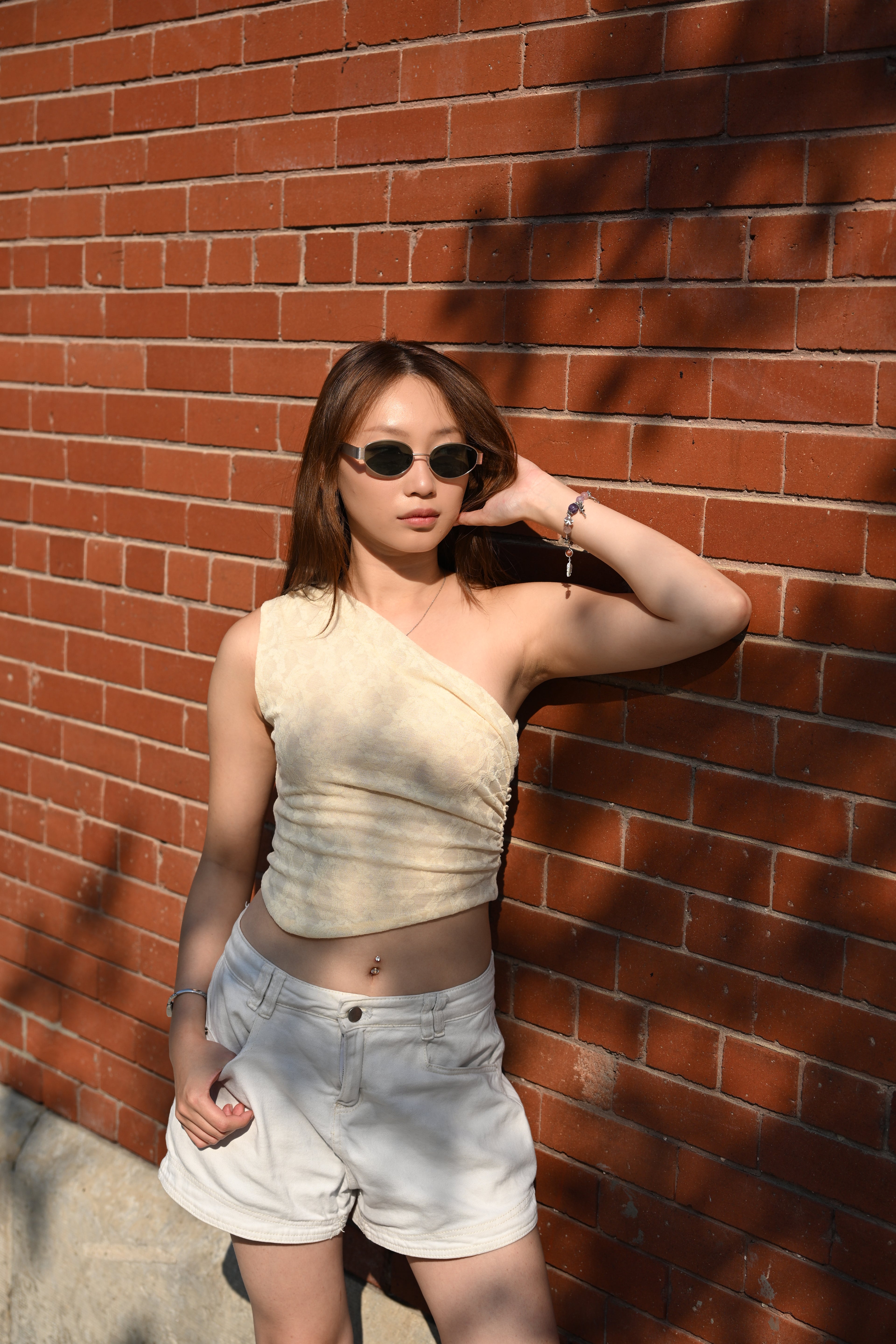 Cream Drape One Shoulder