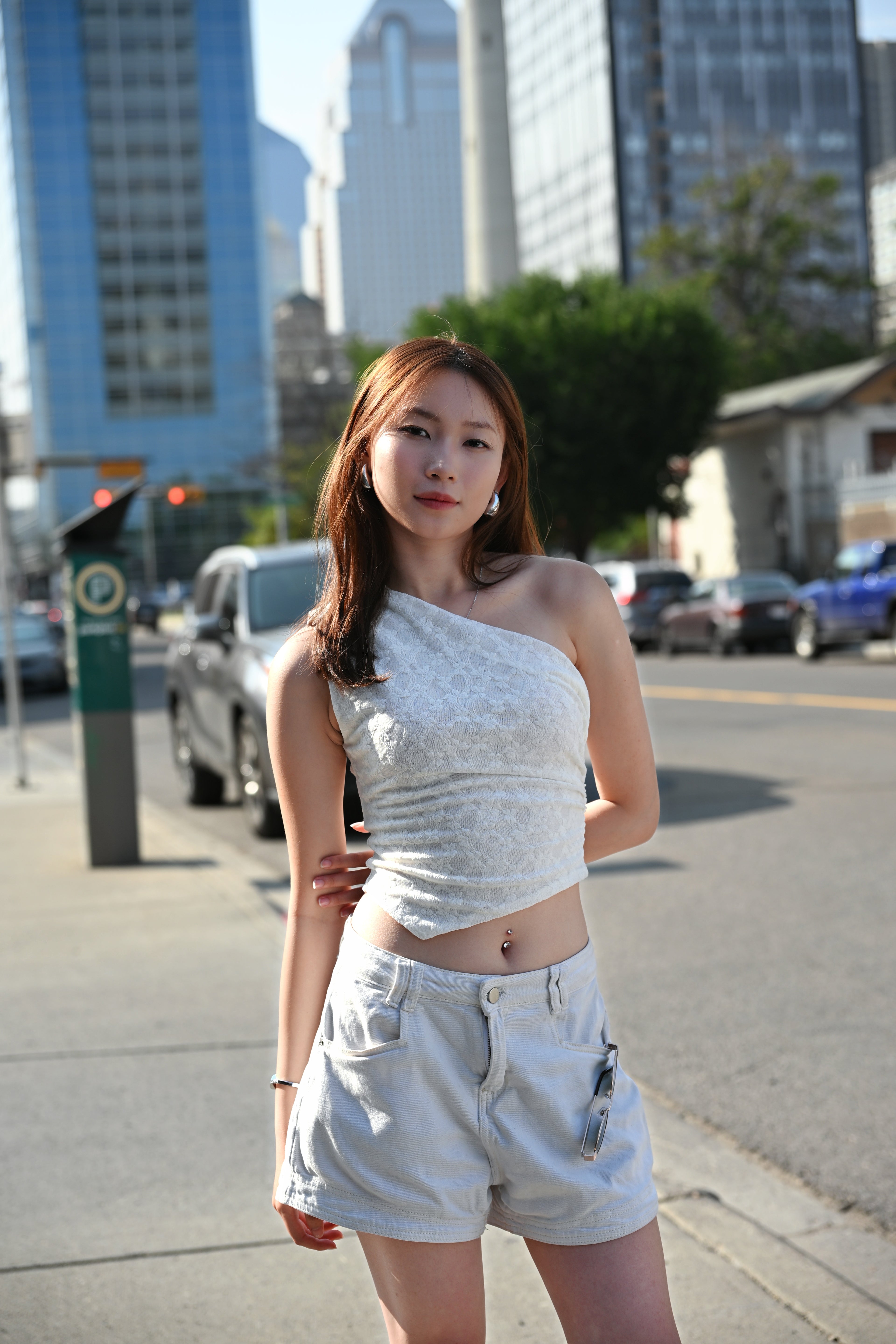 Cream Drape One Shoulder