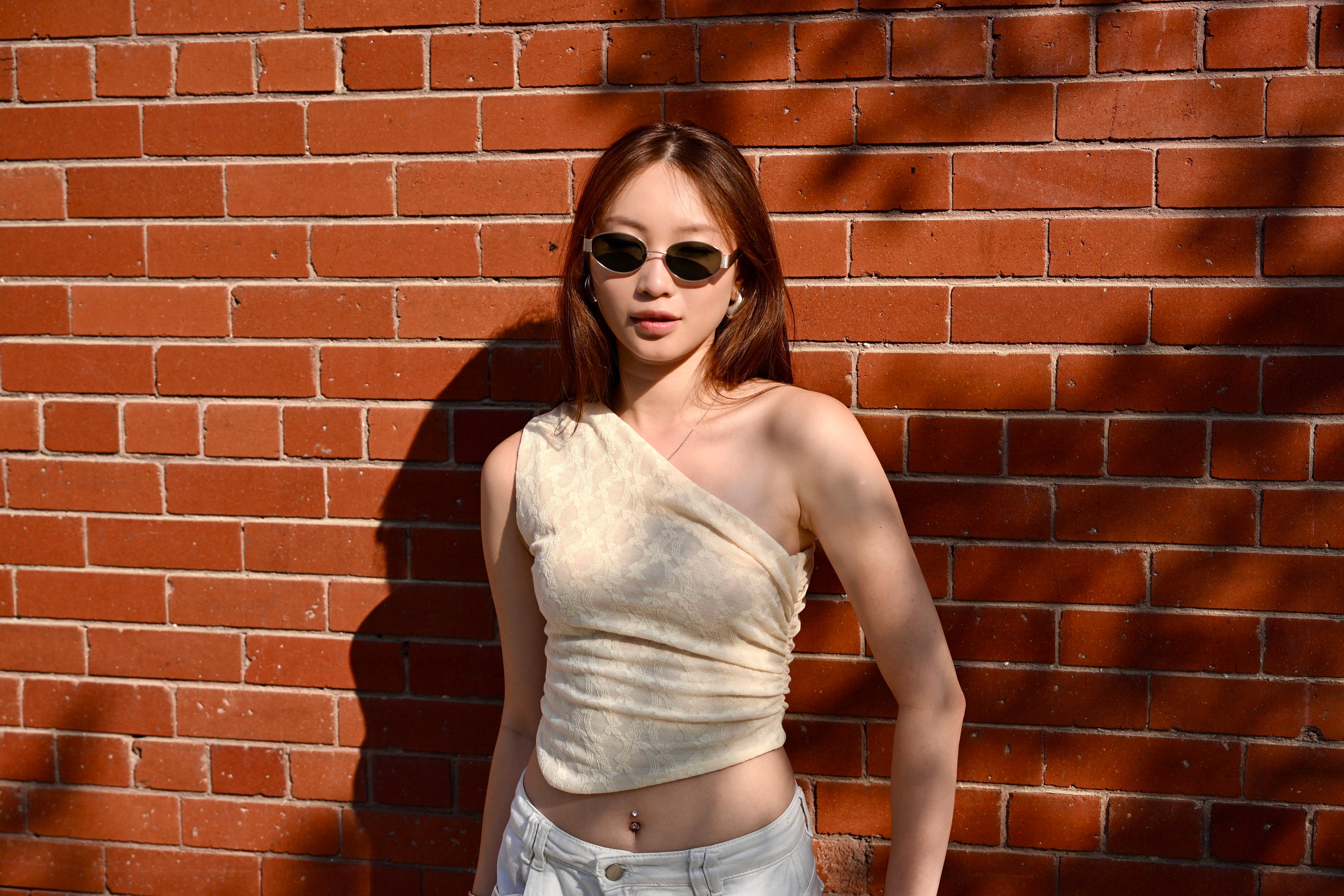 Cream Drape One Shoulder