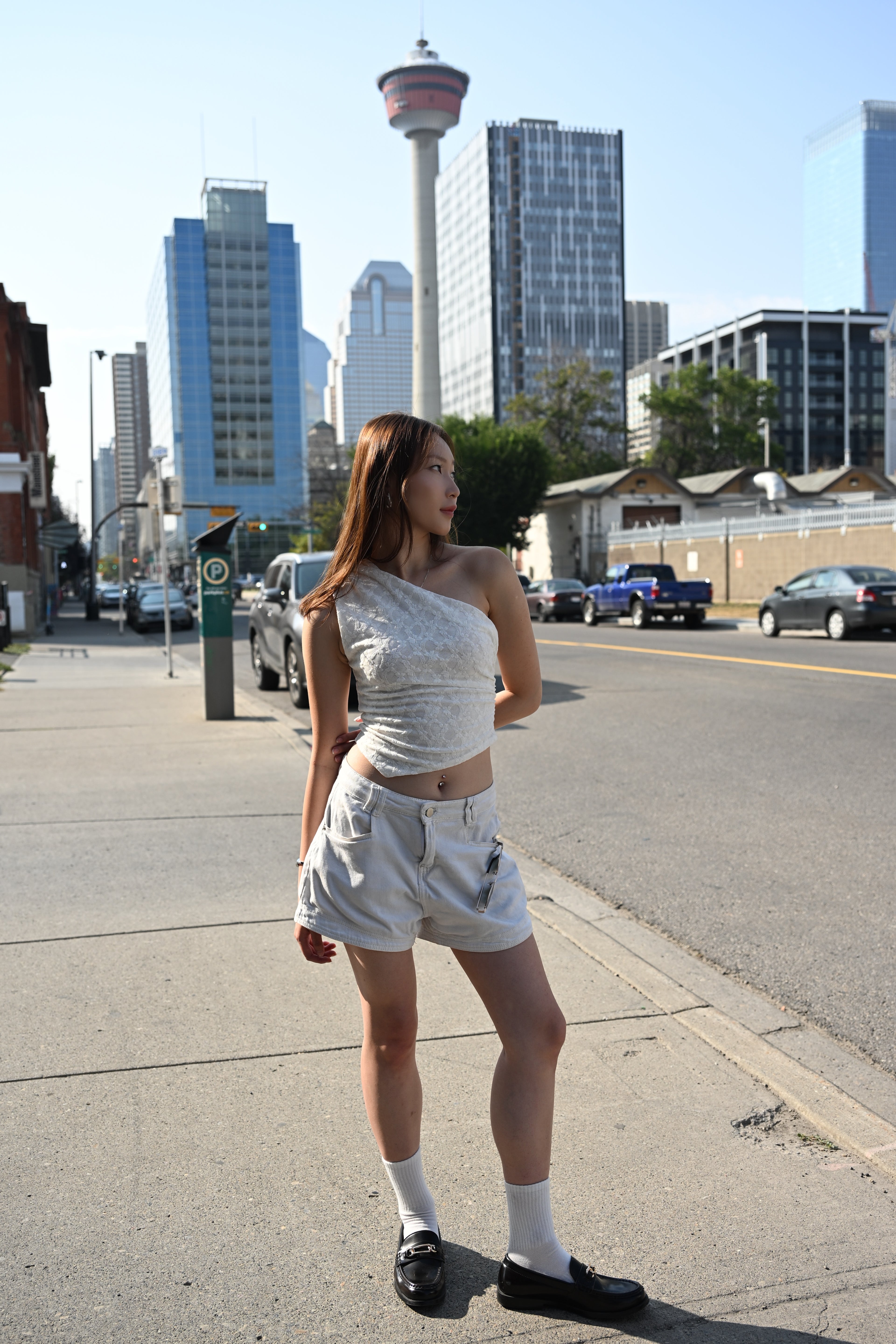 Cream Drape One Shoulder
